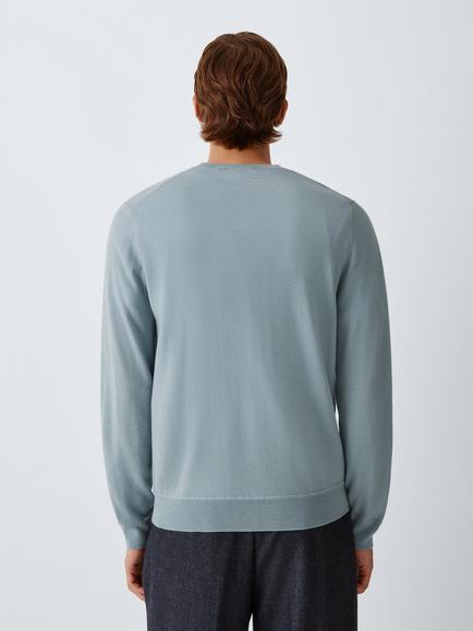 John Lewis Merino Wool V-Neck Jumper - view 2, Light Steel