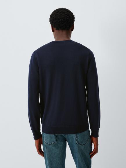 John Lewis Merino Wool V-Neck Jumper - view 2, Navy