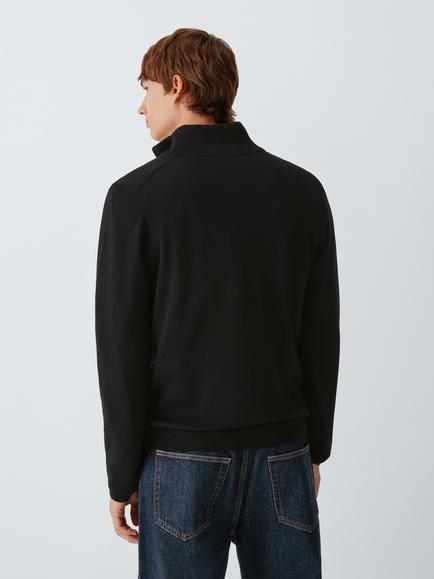 John Lewis Merino Wool Zip-Neck Jumper - view 2, Black