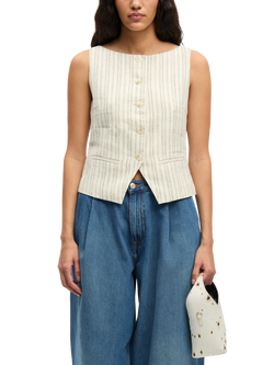 Samsoe & Samsoe Loves Stripe Pure Linen Top, Cream, Cream