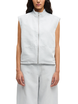 Samsoe & Samsoe Kaila High Neck Linen Blend Gilet, Grey, Grey