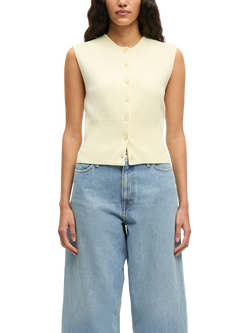 Samsøe Samsøe Anne Knit Top containing LENZING™ ECOVERO™ Viscose, Pale Yellow, Pale Yellow