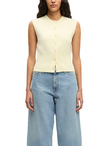 Samsøe Samsøe Anne Knit Top containing LENZING™ ECOVERO™ Viscose, Pale Yellow, Pale Yellow