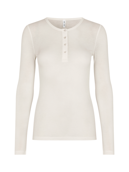 Samsøe Samsøe Dodo Long Sleeve Jersey Top containing TENCEL™ Lyocell, White, White