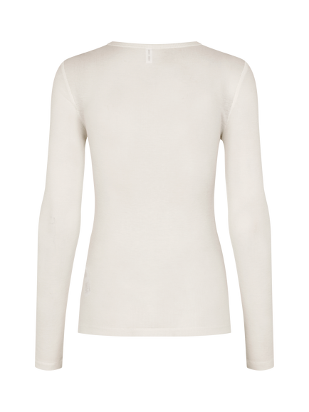 Samsøe Samsøe Dodo Long Sleeve Jersey Top containing TENCEL™ Lyocell, White - view 2, White