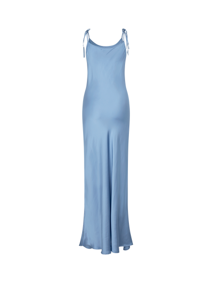 Samsøe Samsøe Singa Satin Slip Maxi Dress, Blue - view 2, Blue