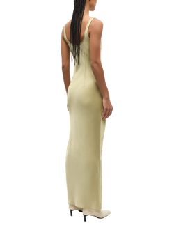 Samsoe & Samsoe Sunna Bias Cut Satin Maxi Dress, Sage Green - view 2, Sage Green