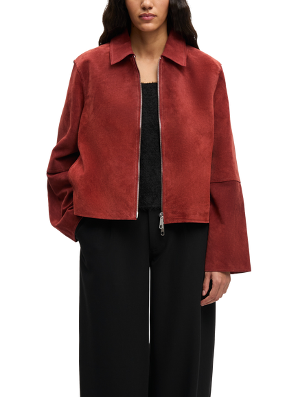 Samsøe Samsøe Lylo Pure Suede Jacket, Dark Red, Dark Red