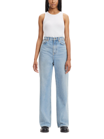 Samsøe Samsøe Rebecca High Rise Wide Leg Cotton Denim Jeans, Light Blue, Light Blue
