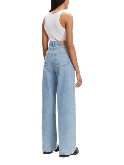 Samsøe Samsøe Rebecca High Rise Wide Leg Cotton Denim Jeans, Light Blue - view 2, Light Blue
