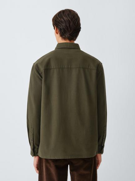 John Lewis Cotton Rich Regular Fit Double Pocket Shirt, Khaki - view 2, Khaki