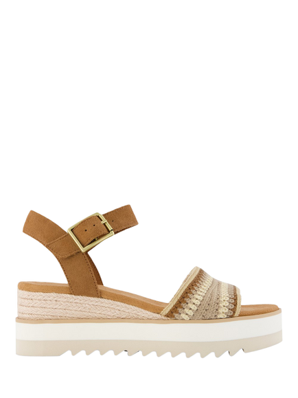 TOMS Diana Leather Wedge Heel Strappy Sandals, Dark Beige, Dark Beige