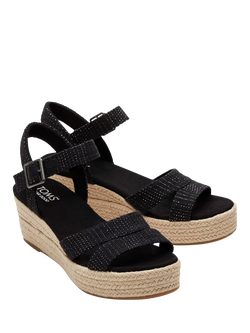 TOMS Audrey Platform Wedge Espadrille Sandals, Black - view 2, Black