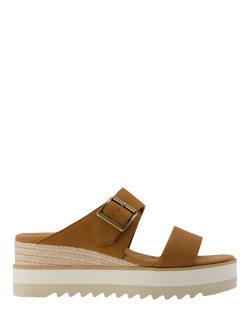 TOMS Diana Leather Wedge Mule Sandals, Brown Sugar, Brown Sugar