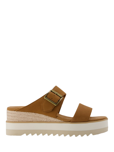 TOMS Diana Leather Wedge Mule Sandals, Brown Sugar, Brown Sugar