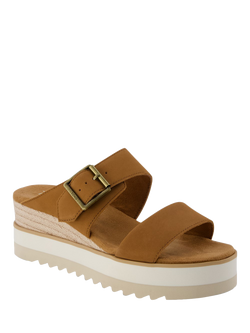 TOMS Diana Leather Wedge Mule Sandals, Brown Sugar - view 2, Brown Sugar