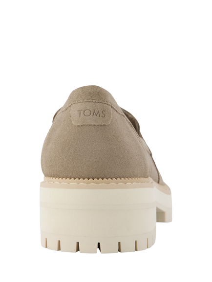 TOMS Cara Lug Sole Leather Loafers, Dune - view 2, Dune