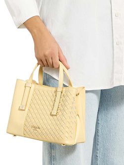 Dune London Dinkydorry Textured Tote Bag, Lemon - view 2, Lemon