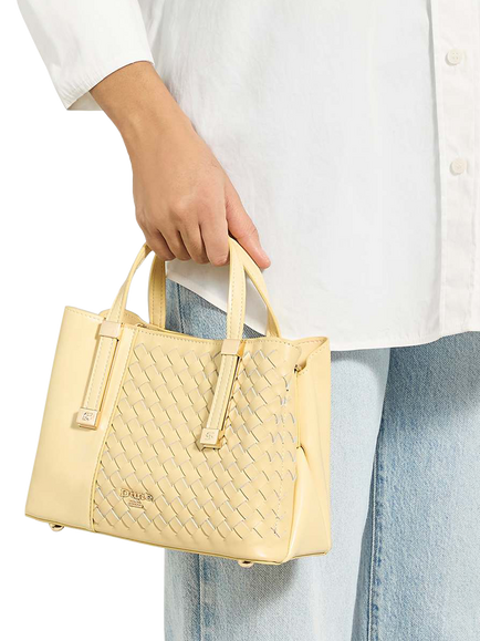Dune London Dinkydorry Textured Tote Bag, Lemon - view 2, Lemon