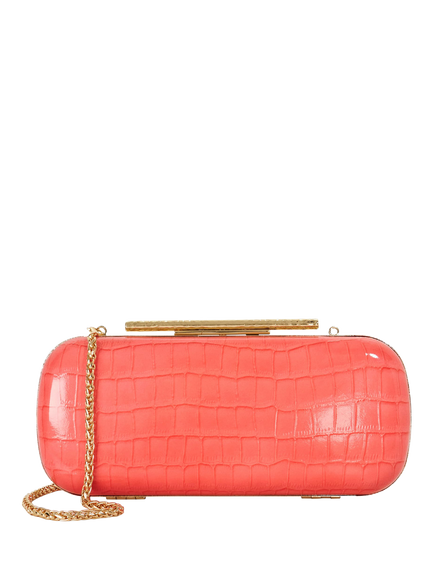 Dune London Body Chain Strap Clutch Bag, Coral, Coral