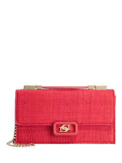 Dune London Skilled Raffia Chain Strap Evening Bag, Red, Red