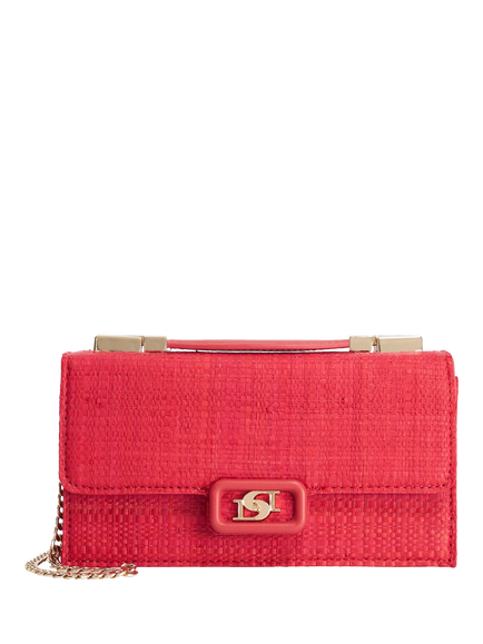 Dune London Skilled Raffia Chain Strap Evening Bag, Red, Red