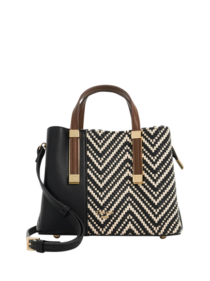 Dune London Dinkydorry Textured Handbag, Black/White, Black/White