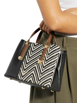 Dune London Dinkydorry Textured Handbag, Black/White - view 2, Black/White