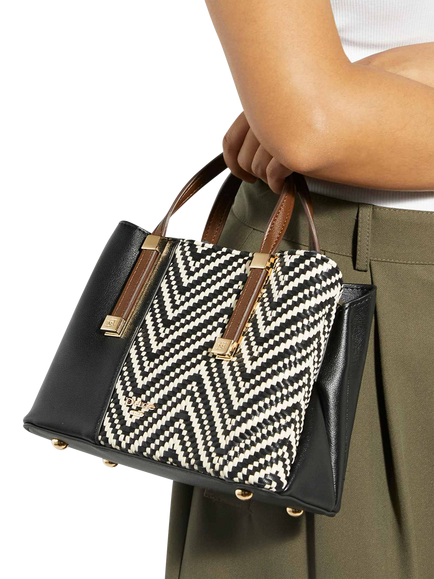 Dune London Dinkydorry Textured Handbag, Black/White - view 2, Black/White