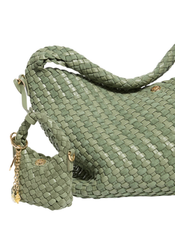 Dune London Deliberatexs Woven Bag Charm, Green