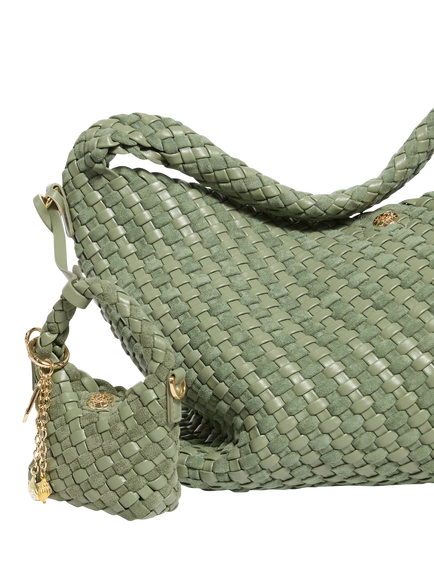Dune London Deliberatexs Woven Bag Charm, Green