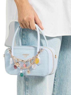 Dune London Song Leather Charm Micro Bag - view 2, Pale Blue