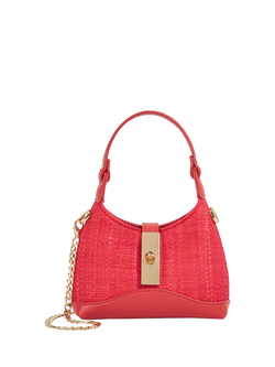 Dune London Supportive Raffia Chain Strap Micro Bag, Red, Red