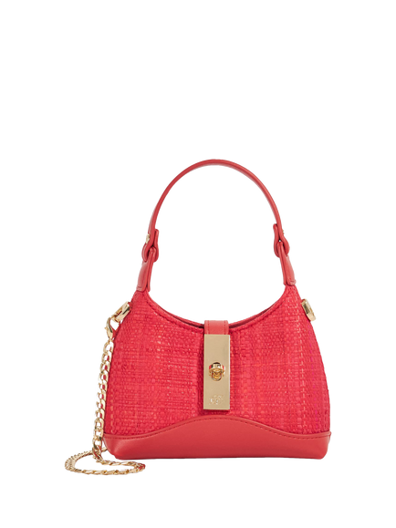 Dune London Supportive Raffia Chain Strap Micro Bag, Red, Red
