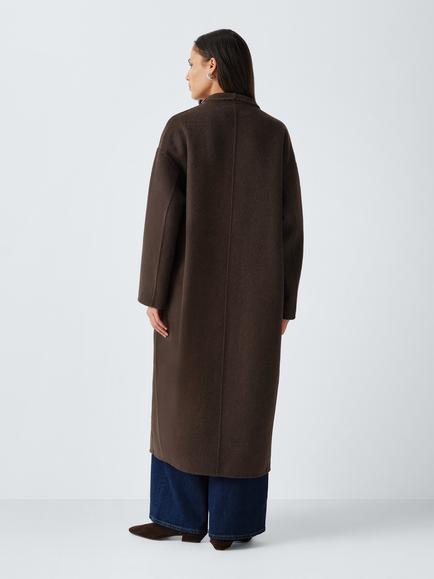 AND/OR Double-Faced Wool Blend Long Coat, Brown - view 2, Brown