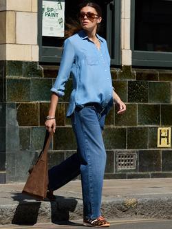 Isabella Oliver Raffa Maternity Shirt containing TENCEL™ Lyocell - view 2, Mid Indigo Wash