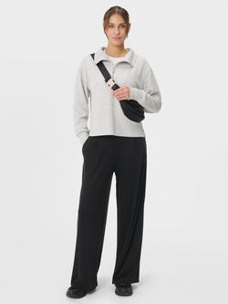 Sweaty Betty Sand Wash Half Zip Cropped Sweatshirt, Grey - view 2, Grey