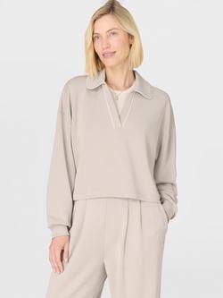 Sweaty Betty Sand Wash Henley Cropped Sweatshirt, Beige, Beige