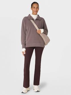 Sweaty Betty Sand Wash Half Zip Longline Sweatshirt, Mid Brown - view 2, Mid Brown