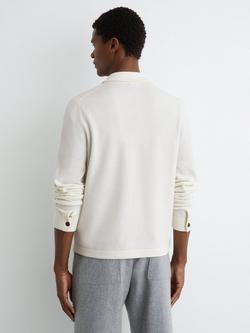 Reiss Dunstall Wool Knit Zip Through Overshirt, White - view 2, White