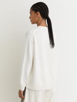 Reiss Cherish V-Neck Jumper, Ivory - view 2, Ivory