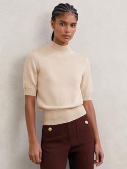 Reiss Aria Funnel Neck Knit Top, Neutral, Neutral