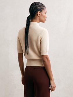 Reiss Aria Funnel Neck Knit Top, Neutral - view 2, Neutral