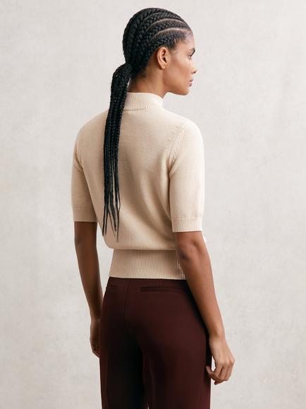 Reiss Aria Funnel Neck Knit Top, Neutral - view 2, Neutral
