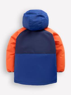Mini Boden Kids' Borg Lined Hooded Anorak Jacket, Orange/Multi - view 2, Orange/Multi