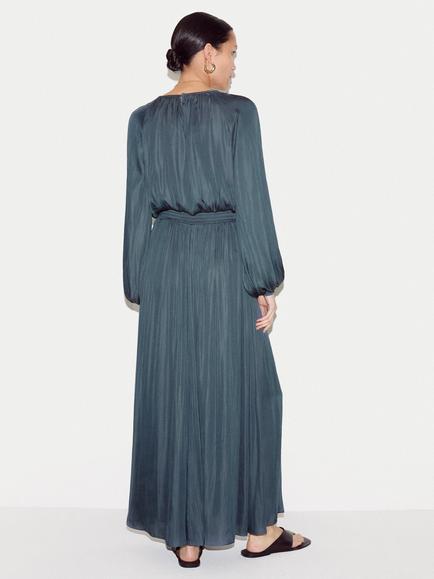 Jigsaw Satin Cowl Neck Maxi Dress, Blue - view 2, Blue