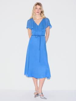 Jigsaw Sheer Cape Dress, Blue, Blue