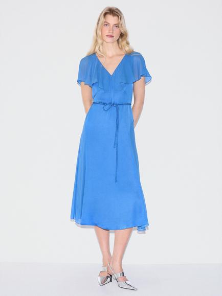 Jigsaw Sheer Cape Dress, Blue, Blue