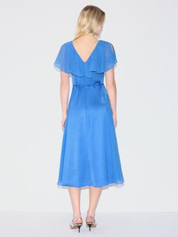 Jigsaw Sheer Cape Dress, Blue - view 2, Blue