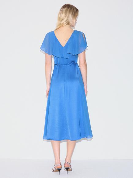 Jigsaw Sheer Cape Dress, Blue - view 2, Blue